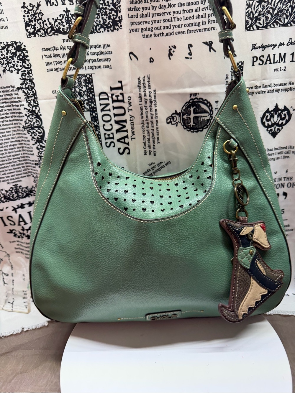 Chala Sweet Hobo Shoulder Bag in Mint Green with Dog Coin Purse